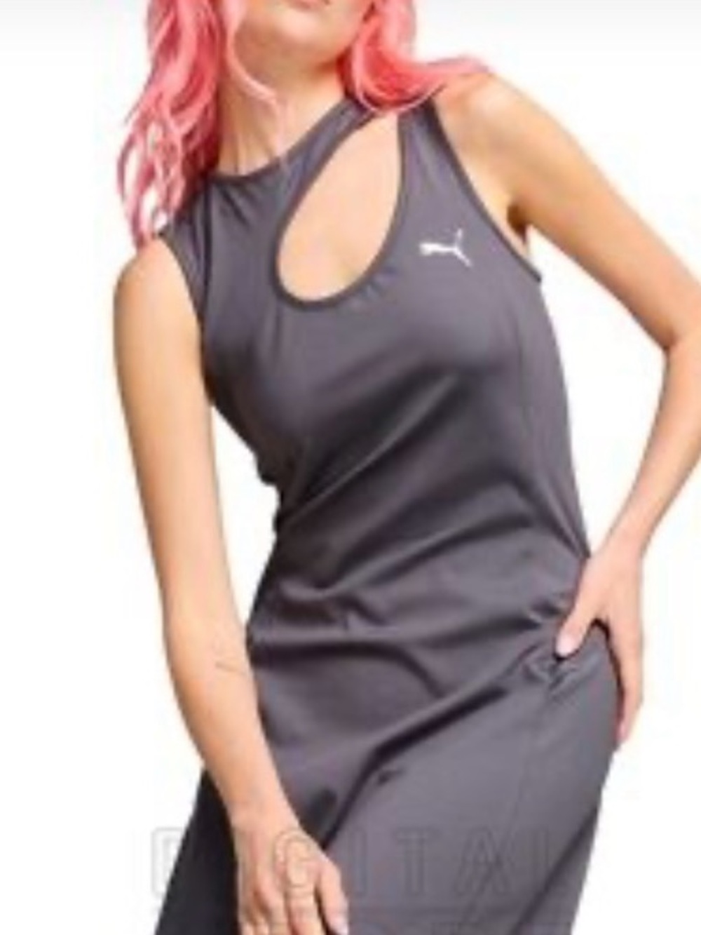 Puma Gray Sleeveless Cutout Tank Dress